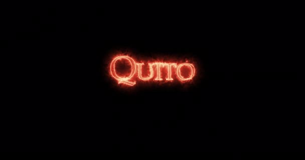 Quito Skriven Med Eld Ögla — Stockvideo