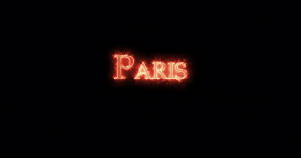 Paris Written Fire Smyčka — Stock video