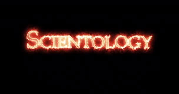Scientology Escrito Con Fuego Bucle — Vídeos de Stock