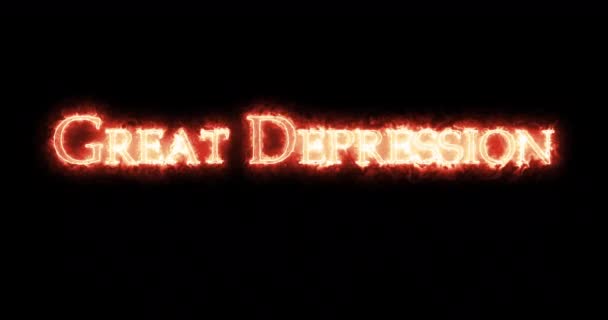 Große Depression Mit Feuer Geschrieben Schleife — Stockvideo