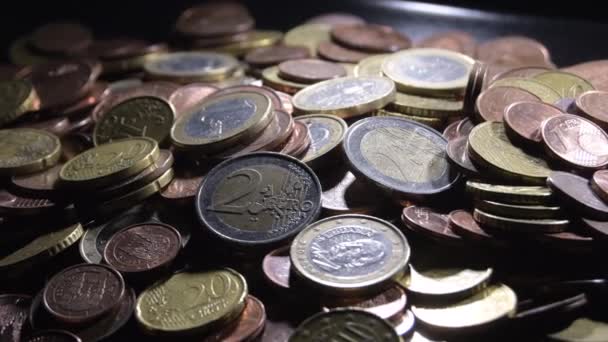 Montaña Monedas Euro Girando Dinero Efectivo — Vídeos de Stock