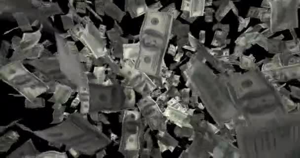 Шторм Банкнот Сотни Американских Долларов Превращающихся — стоковое видео