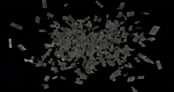 Βροχή Χαρτονομισμάτων Εκατό Αμερικανικών Δολαρίων — Αρχείο Βίντεο
