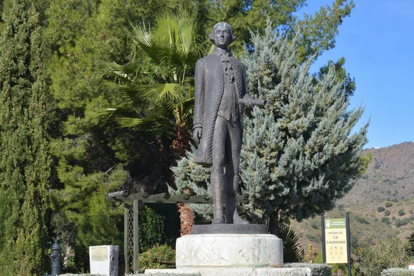 Estatua Bernardo Gálvez Una Plaza Pueblo Natal Macharaviaya —  Fotos de Stock