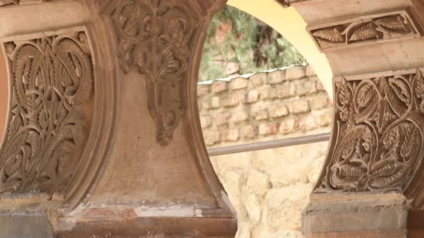 Ornaments Ancient Arches Muslim Palace Nasrid Style Alcazaba Malaga — Stock Video
