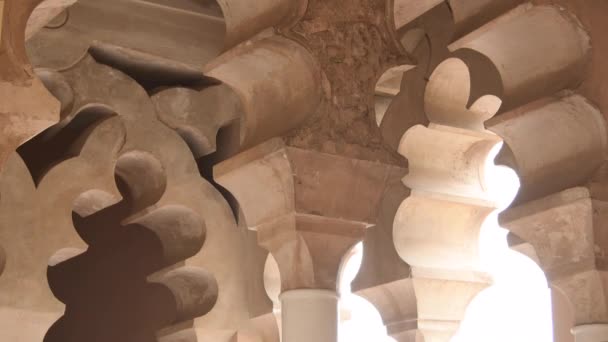 Multifoil Arches Alcazaba Αρχαία Μουσουλμανικά Ανάκτορα Μάλαγα Ισπανία — Αρχείο Βίντεο