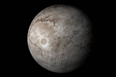 Charon, cüce gezegen Pluto 'nun doğal uydusu. 3d hazırlayıcı