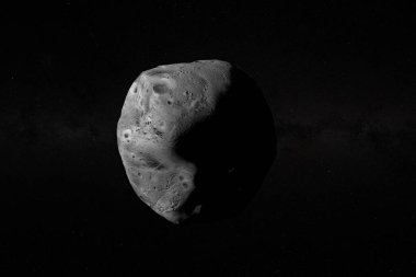 Mars Phobos uydusu, Mars I, dış uzayda yörüngede. 3d hazırlayıcı