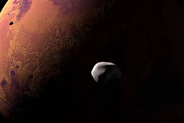 Phobos ve Deimos, Mars I ve Mars II, Mars 'ın yörüngesinde dönüyorlar. 3d hazırlayıcı