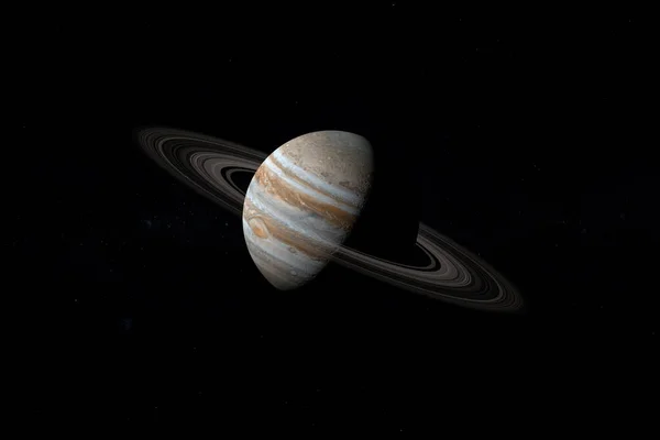Jüpiter gezegeni ve dış uzaydaki halkaları. 3d hazırlayıcı
