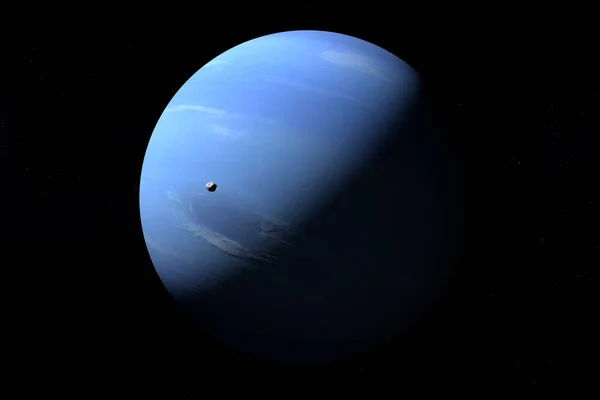 Proteus Orbitează Jurul Planetei Neptun Redare — Fotografie, imagine de stoc