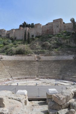 Malaga, İspanya 'da antik tiyatro veya amfitiyatro romanı