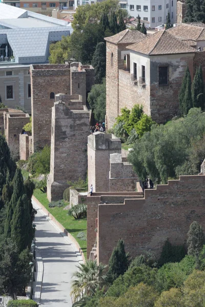 Nasrid Slottet Alcazaba Solig Dag Malaga Spanien — Stockfoto