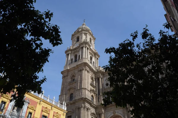 Torre Catedral Málaga Desde Plaza Del Obispo Málaga España — Foto de Stock