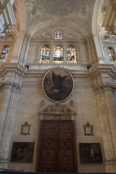 Utsikt Över Bakdörren Till Interiören Malaga Cathedral Encarnacion Malaga Spanien — Stockfoto