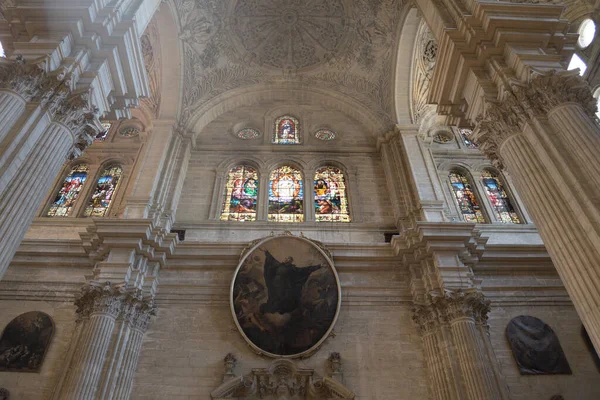 Pilares Vidrieras Bóvedas Catedral Málaga España — Foto de Stock