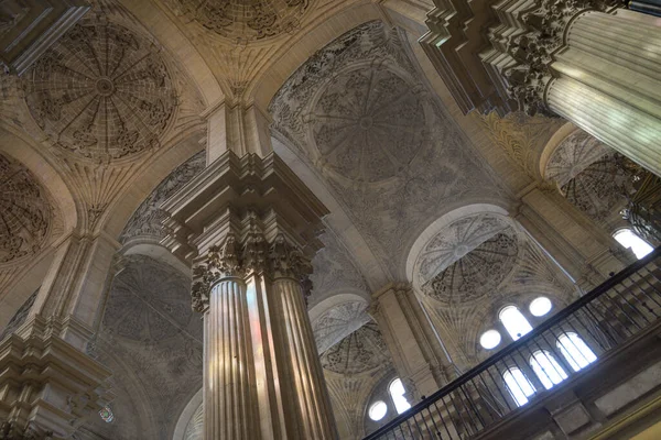 Große Säulen Und Gewölbe Der Kathedrale Von Malaga Málaga Spanien — Stockfoto