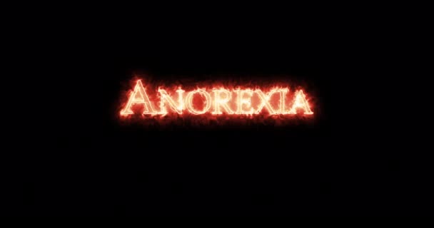 Anorexia Written Fire Loop — Stock Video