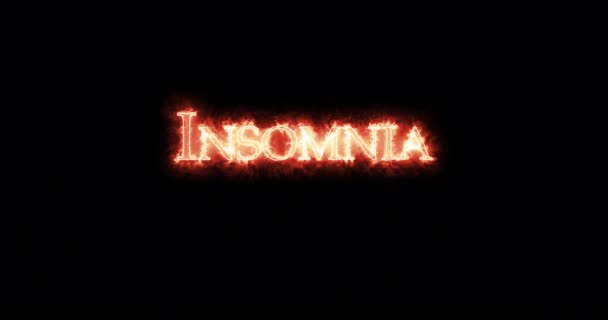 Insomnia Written Fire Loop — Stock Video