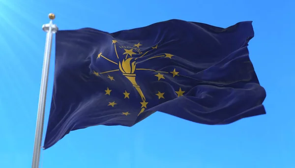Bandera Del Estado Americano Indiana Región Los Estados Unidos Ondeando — Foto de Stock