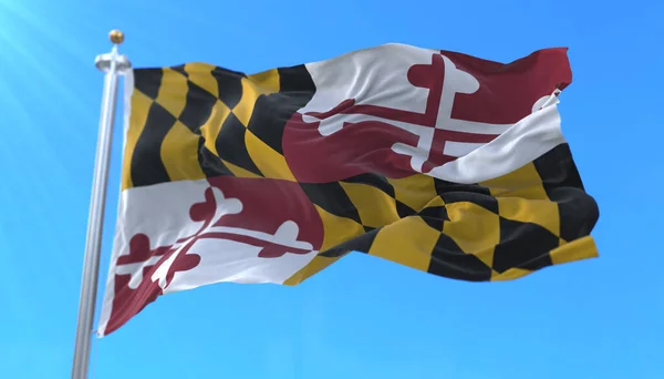 Bandera Del Estado Americano Maryland Región Los Estados Unidos Ondeando — Foto de Stock