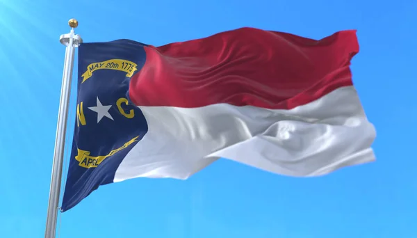 Прапор Американського Штату Північна Кароліна Сша Розмахує Вітром — стокове фото