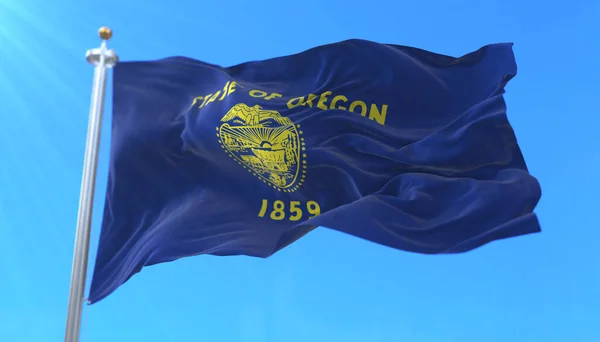 アメリカのオレゴン州の旗 アメリカの地域 風に揺れる — ストック写真