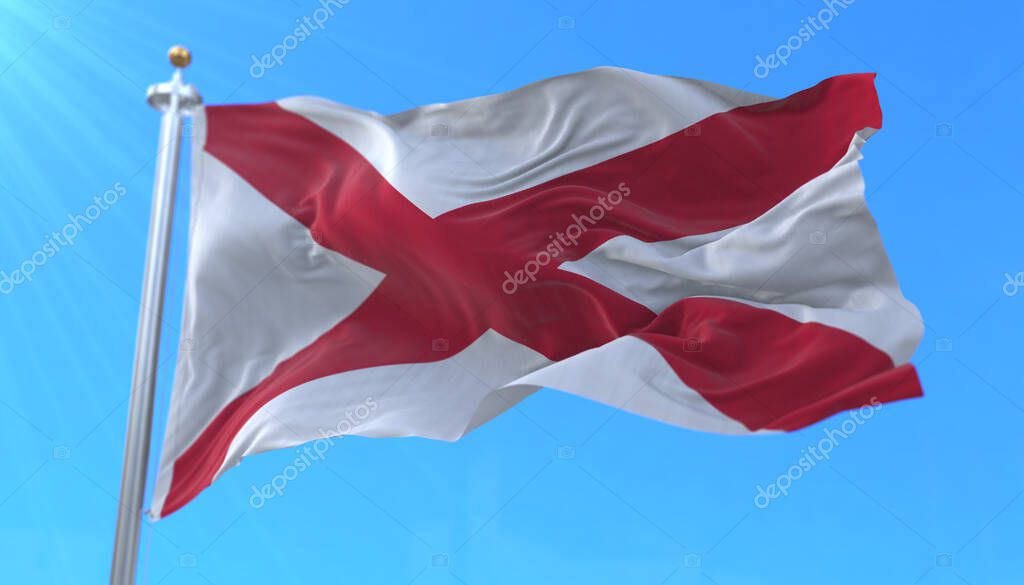 Flag of Alabama state, region of the United States