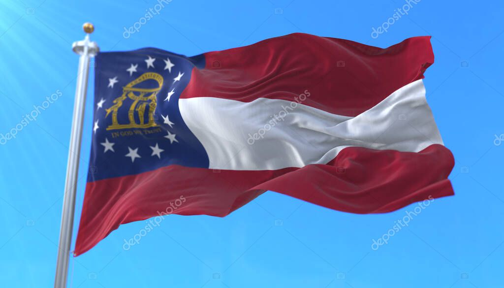 Flag of american state of Georgia, region of the United States
