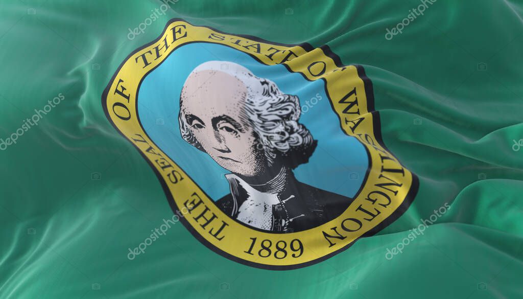 Flag of Washington state, region of the United States of America