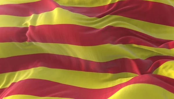 Catalonian Flag State Spain Waving Wind Blue Sky — Stock Photo, Image