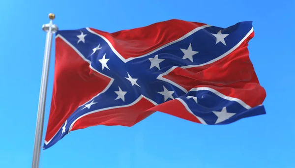 Флаг Конфедеративных Штатов Америки Называют Военно Морским Джеком Машущим Ветру — стоковое фото