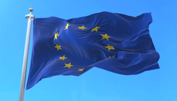Vlajka Evropy Vlnící Větru — Stock fotografie