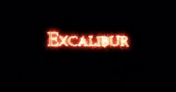 Excalibur Escrito Com Fogo Loop — Vídeo de Stock