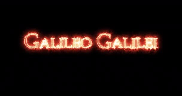 Galileo Galilei Escrito Con Fuego Bucle — Vídeo de stock