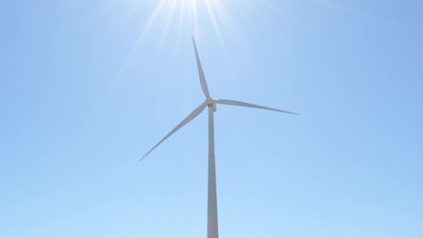 Wind Turbine Moving Blades Sunny Day Loop — Stock Video