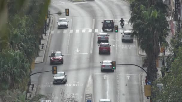 Peatones Coches Una Avenida Ciudad — Vídeos de Stock