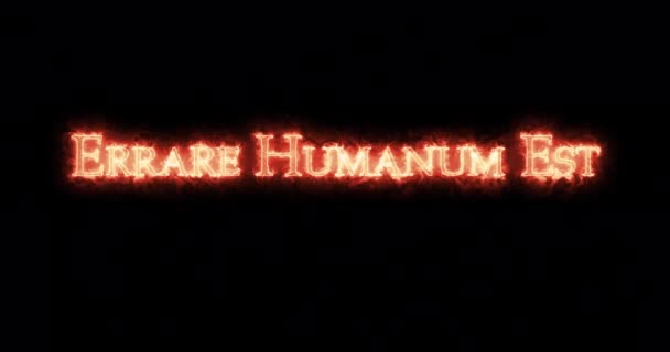 Errare Humanum Est Escrito Com Fogo Loop — Vídeo de Stock