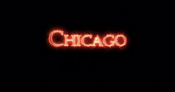 Chicago Skrivet Med Eld Ögla — Stockvideo
