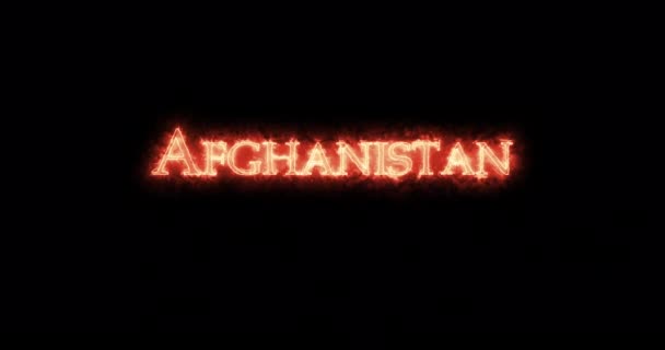 Afghanistan Mit Feuer Geschrieben Schleife — Stockvideo