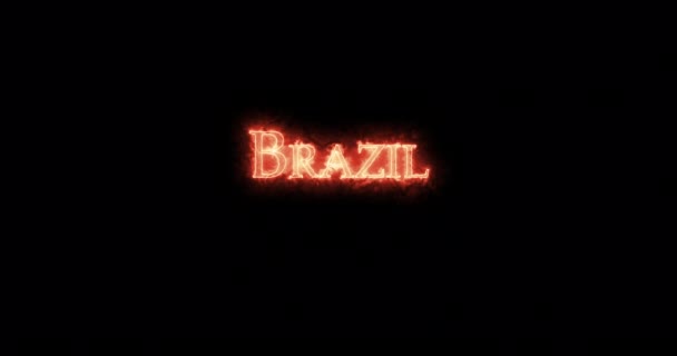Brasilien Mit Feuer Geschrieben Schleife — Stockvideo