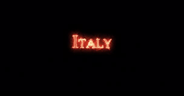 Itália Escrita Com Fogo Loop — Vídeo de Stock