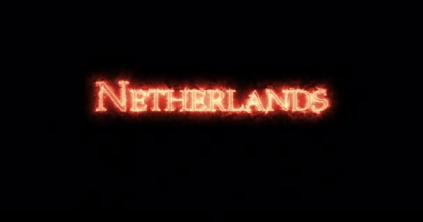 Países Bajos Escrito Con Fuego Bucle — Vídeos de Stock