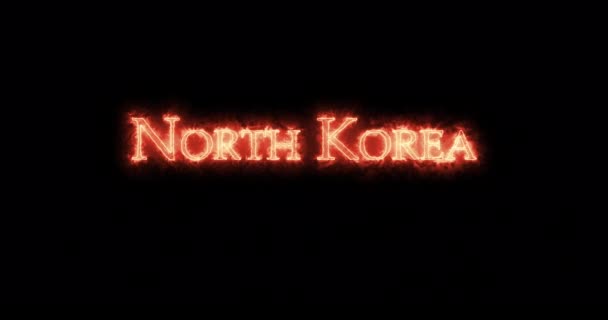 Coreia Norte Escrito Com Fogo Loop — Vídeo de Stock