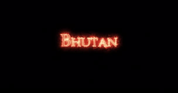 Bhutan Geschreven Met Vuur Lijn — Stockvideo