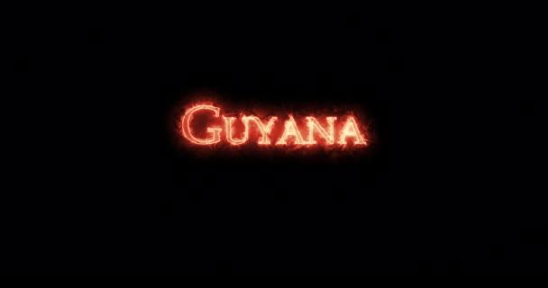 Guyana Mit Feuer Geschrieben Schleife — Stockvideo