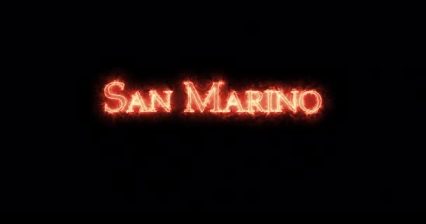 San Marino Ditulis Dengan Api Pengulangan — Stok Video