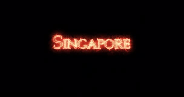Singapura Ditulis Dengan Api Pengulangan — Stok Video