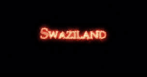 Swaziland Ditulis Dengan Api Pengulangan — Stok Video