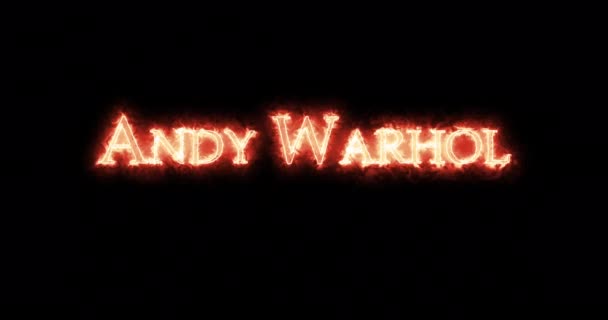 Andy Warhol Schrieb Mit Feuer Schleife — Stockvideo